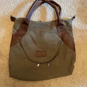 Shoulder or hand bag purse. Brown canvas. New without tags